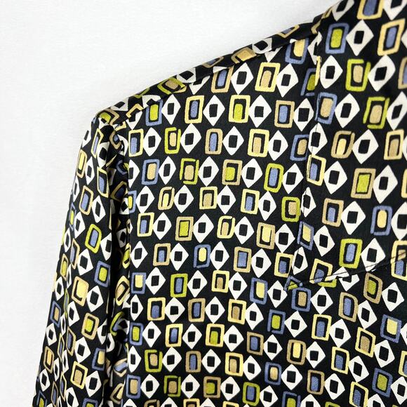 Vintage Express Silk Funky Pattern 100% Silk Button Down Small - Picture 4 of 9